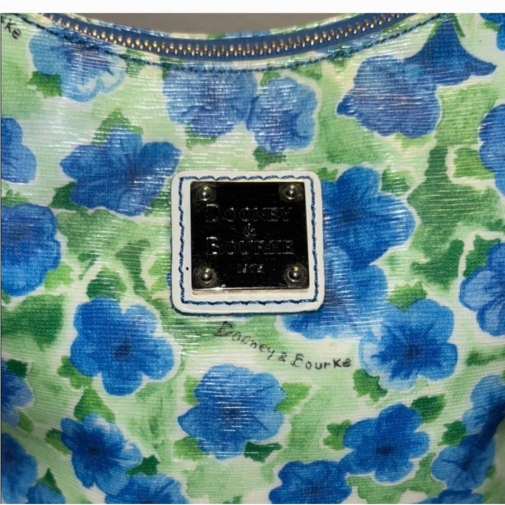 Dooney & Bourke Somerset Watercolor Satchel Purse Blue Green Floral